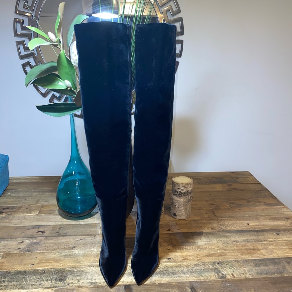 Saint Laurent Niki Velvet Thigh High Boots - Picture 5 of 8